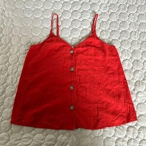 3/$20 BP Nordstrom Red Orange Linen Button-Front Tank Top